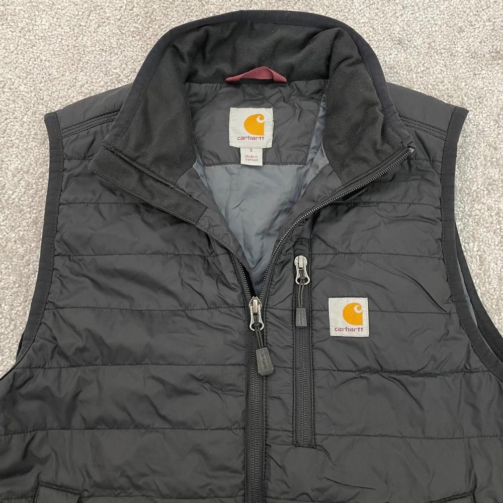 Carhartt Vest Mens Small Gilliam Black Quilted Insulated Lightweight Puffer Fall